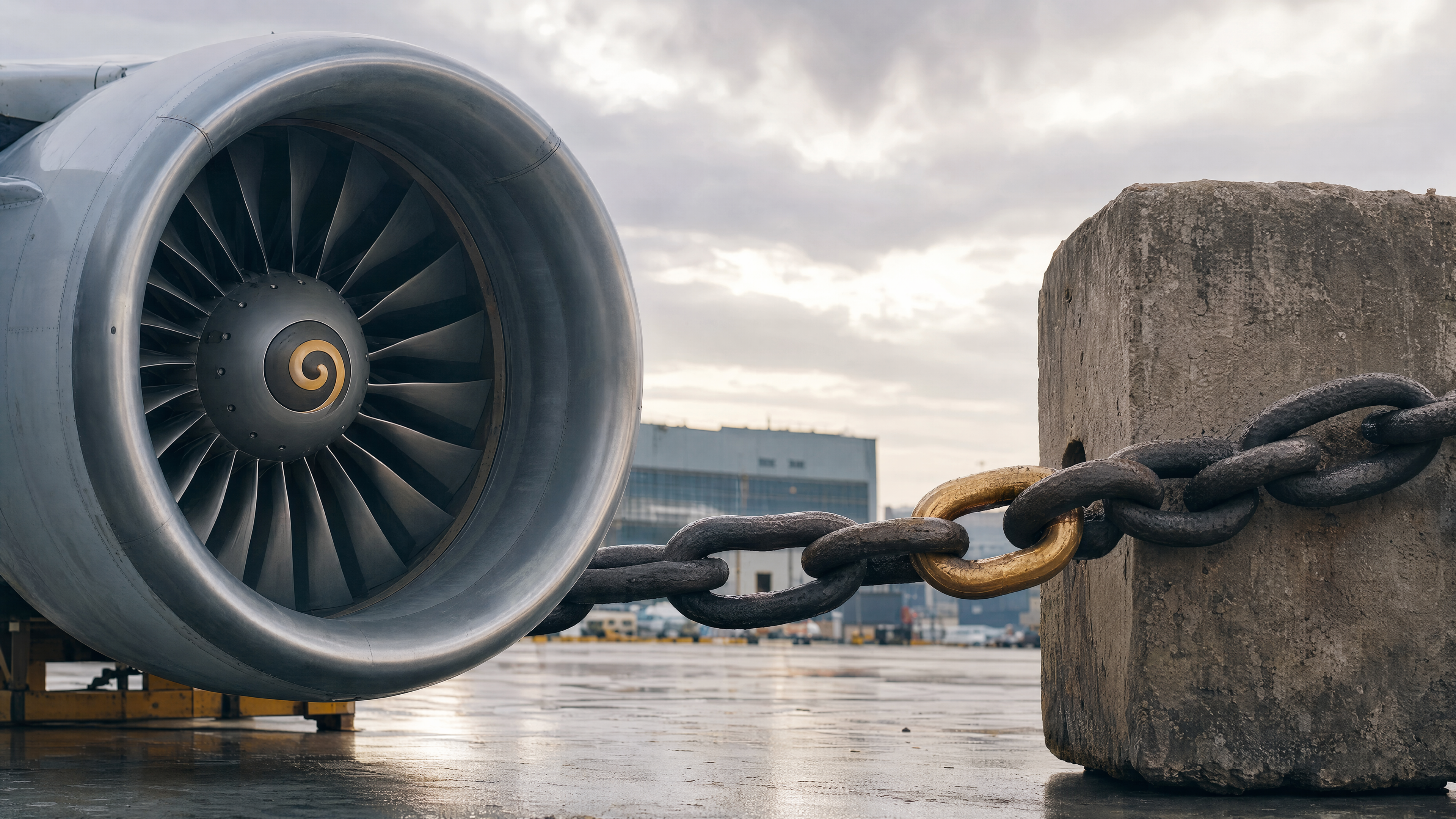 Editorial cover illustration for "Magellan Aerospace (MAL): Ring Fence Leaves Over US$80M Exposed", using precision industrial machinery and infrastructure to interpret its central idea.