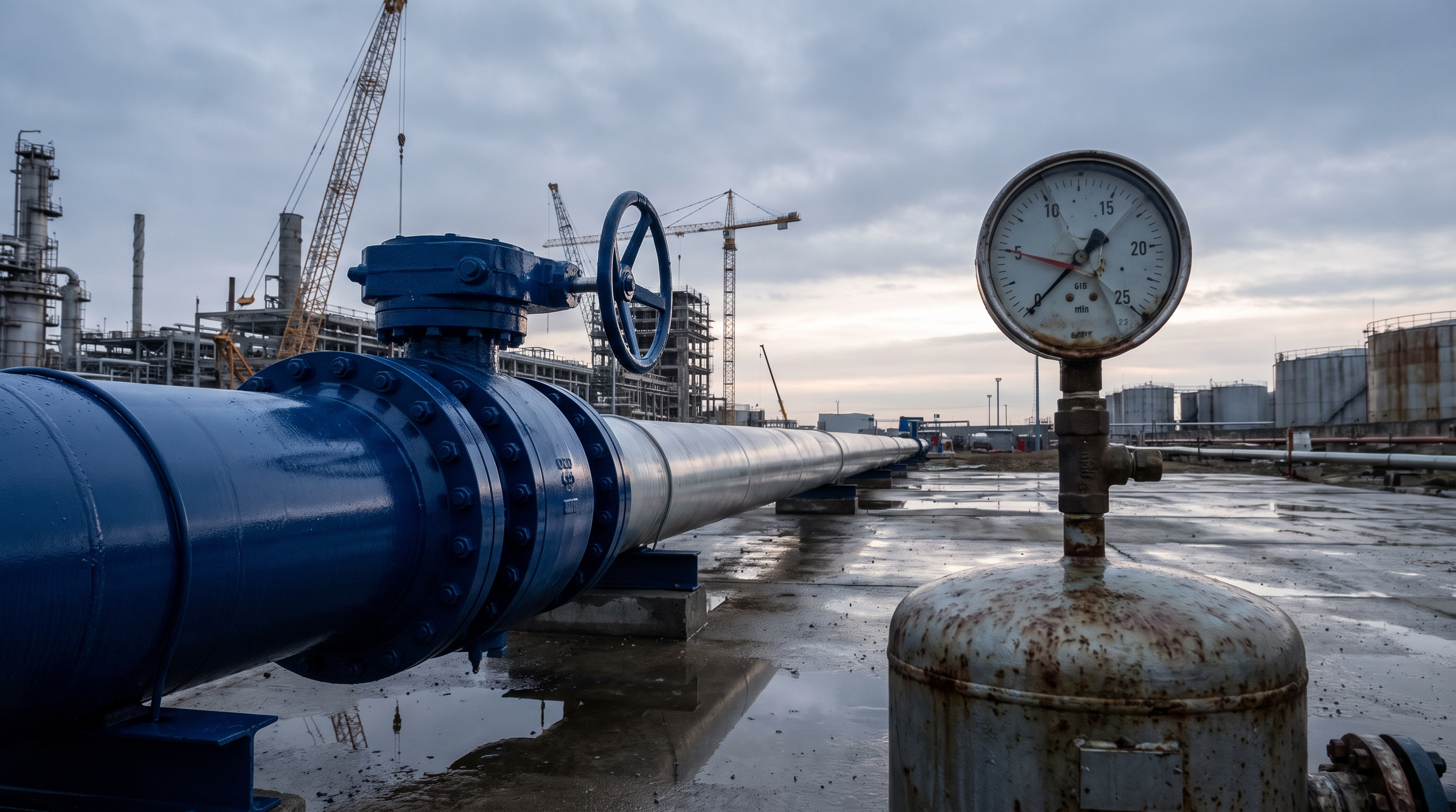 Editorial cover illustration for "Phillips 66 (PSX): Q2 Cash Speeds Debt Cut, Projects Advance", using flowing energy infrastructure to interpret its central idea.